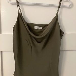 Aritzia Babaton Satin cowl neck camisole Olive Green brand new with